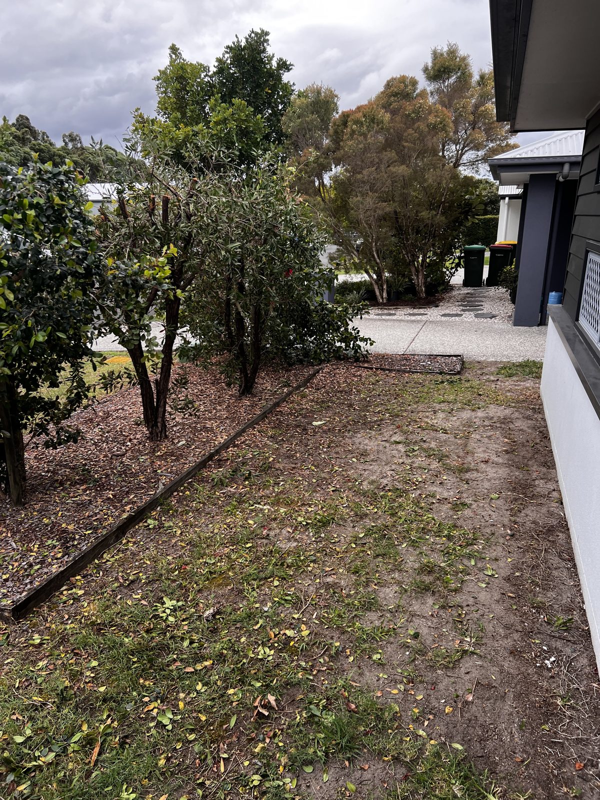 The same side of the house after the green waste was cleared