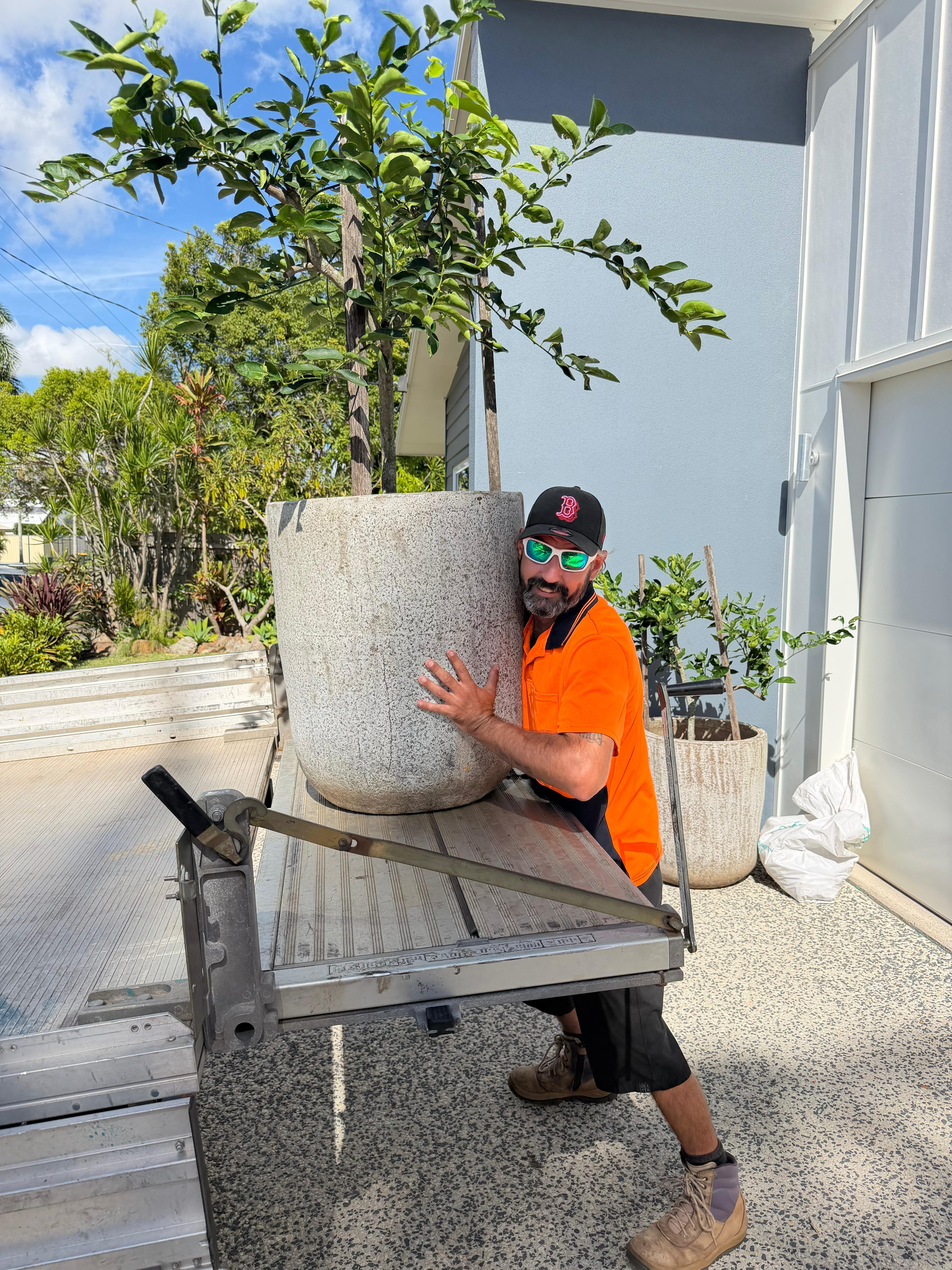 Pickup Pals driver with a big pot plant removal